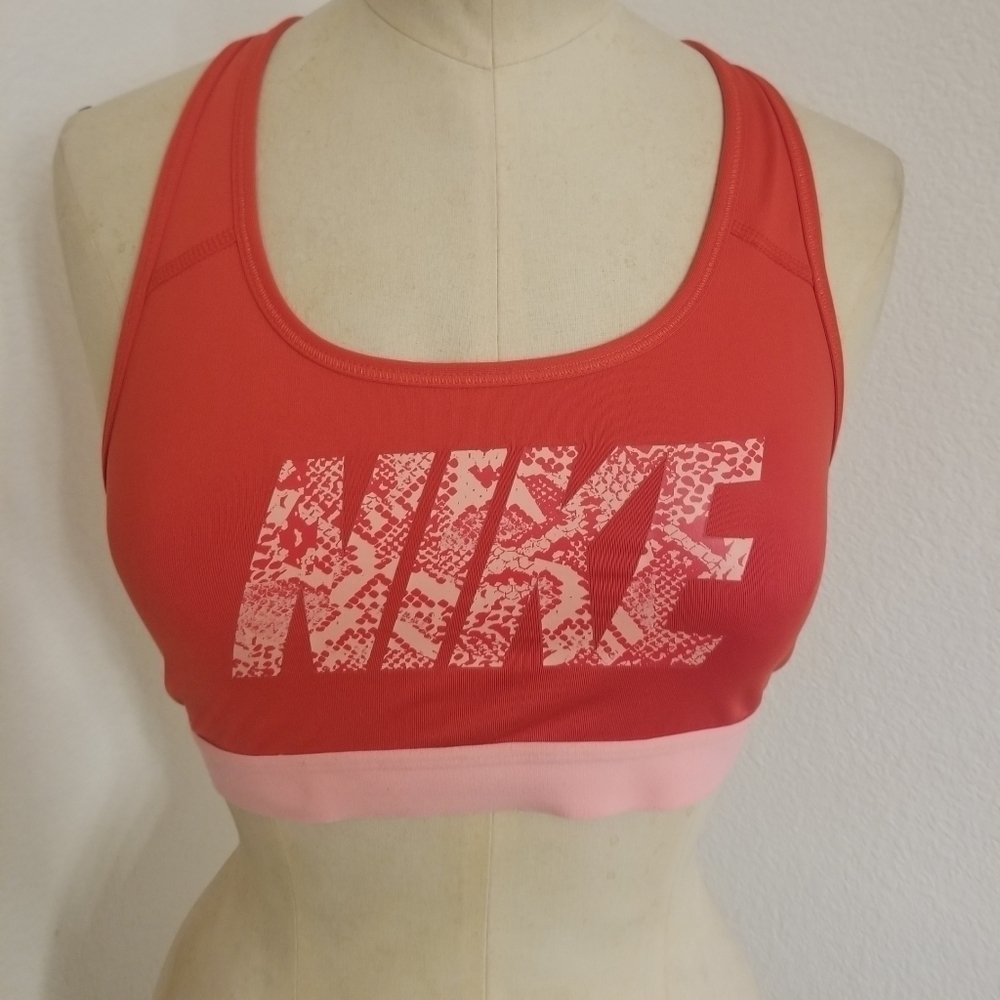 Nike Sport Bra Sz M Racer Back Animal Print Logo
